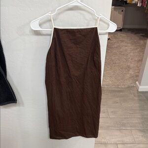 Abercrombie Brown Spaghetti Strap Linen Dress xsmall